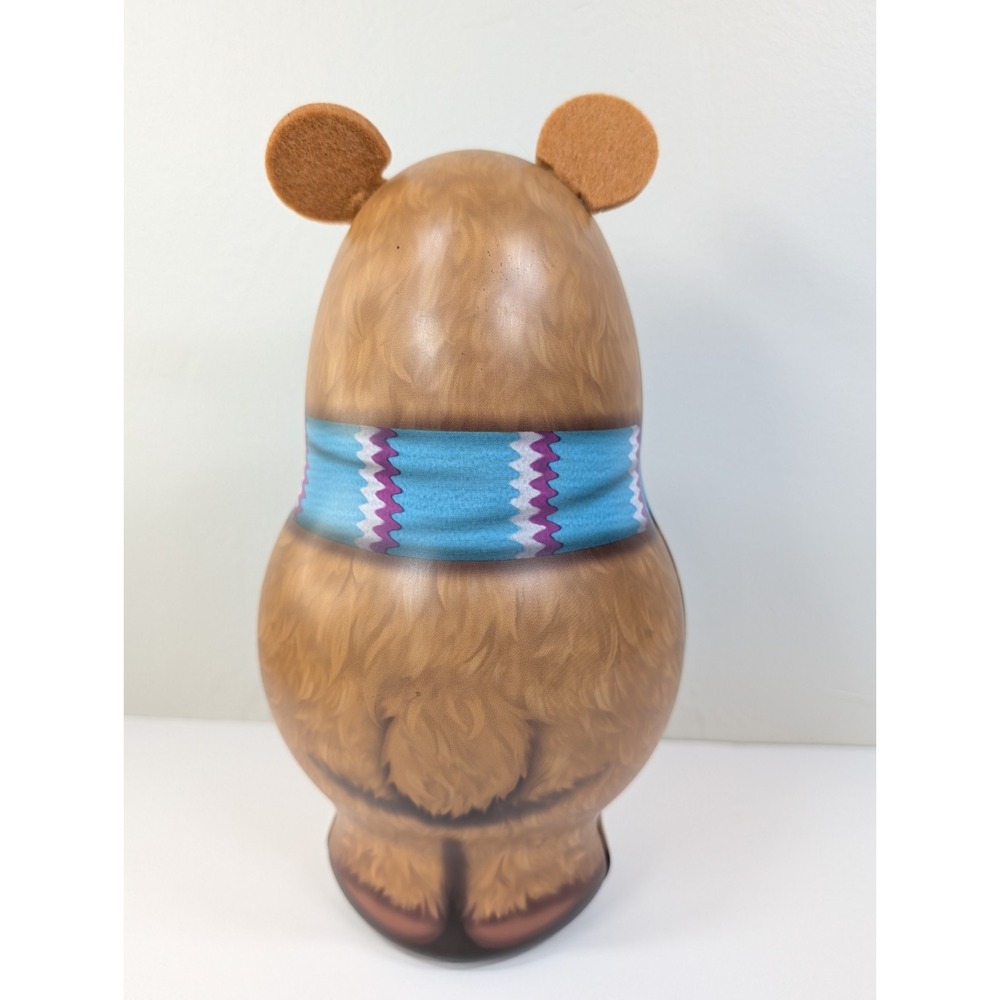 Russell Stover Christmas Teddy Bear Tin Scarf‎ Metal Gift Box Holiday Decor 10in - Picture 3 of 8